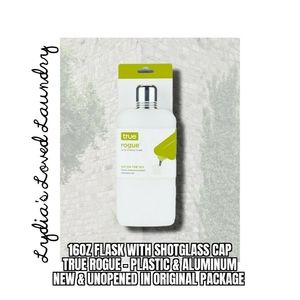 💥 5/$10 True Rogue 16oz Plastic & Aluminum Flask w/ Shotglass Cap New NWT